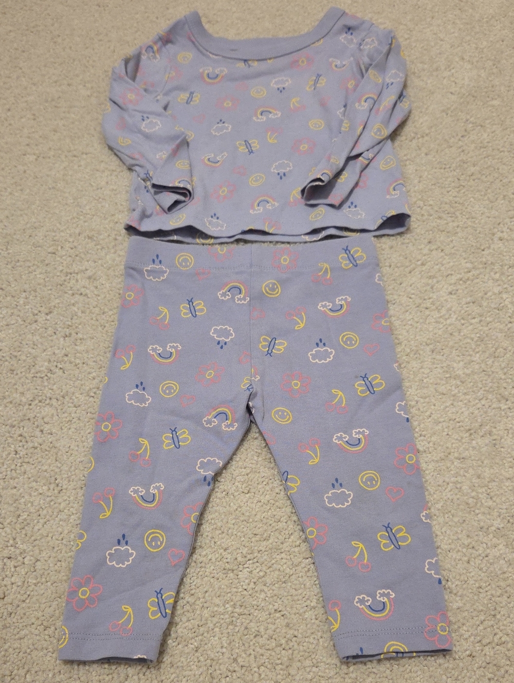 Baby Matching Rainbow Butterfly Print Set 6-12 Months